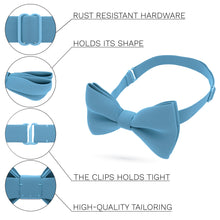Crape Steel Blue Bow Tie - Bow Tie House