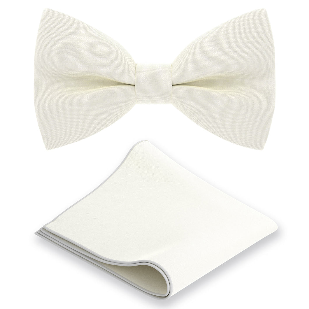 Milk Bow Tie with Handkerchief Set - Bow Tie House