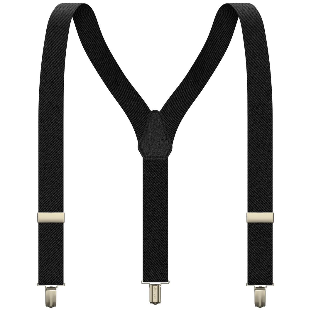 Black Slim Suspenders for Men & Women Y-back Shape 1 inch wide