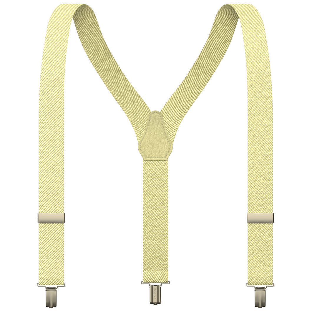 Cream Slim Suspenders for Men & Women Y-back Shape 1 inch wide