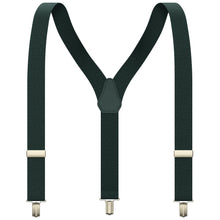 Dark Green Slim Suspenders for Men & Women Y-back Shape 1 inch wide