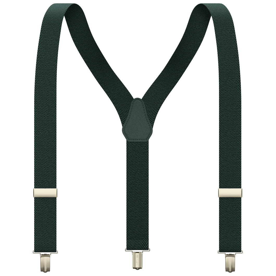 Dark Green Slim Suspenders for Men & Women Y-back Shape 1 inch wide
