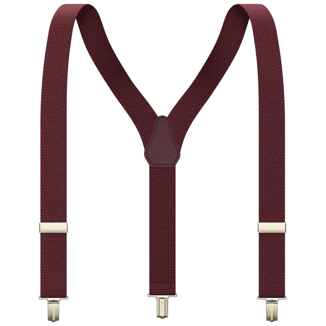Deep Red Slim Suspenders for Men & Women Y-back Shape 1 inch wide