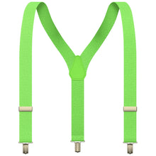 Fluorescent Green Slim Suspenders for Men & Women Y-back Shape 1 inch wide