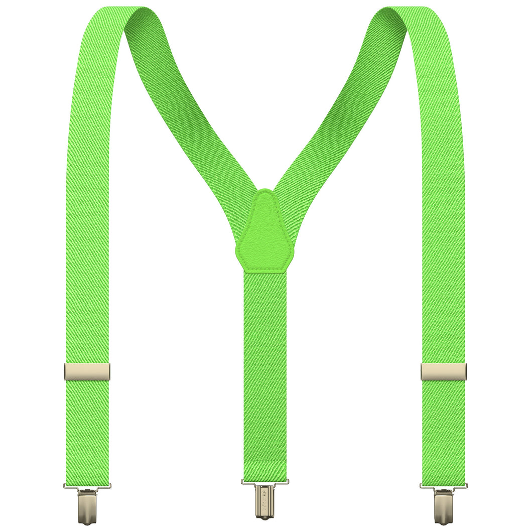 Fluorescent Green Slim Suspenders for Men & Women Y-back Shape 1 inch wide