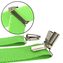 Fluorescent Green Slim Suspenders for Men & Women Y-back Shape 1 inch wide