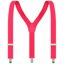 Hot Pink Neon Slim Suspenders for Men & Women Y-back Shape 1 inch wide