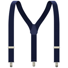 Navy Blue Slim Suspenders for Men & Women Y-back Shape 1 inch wide