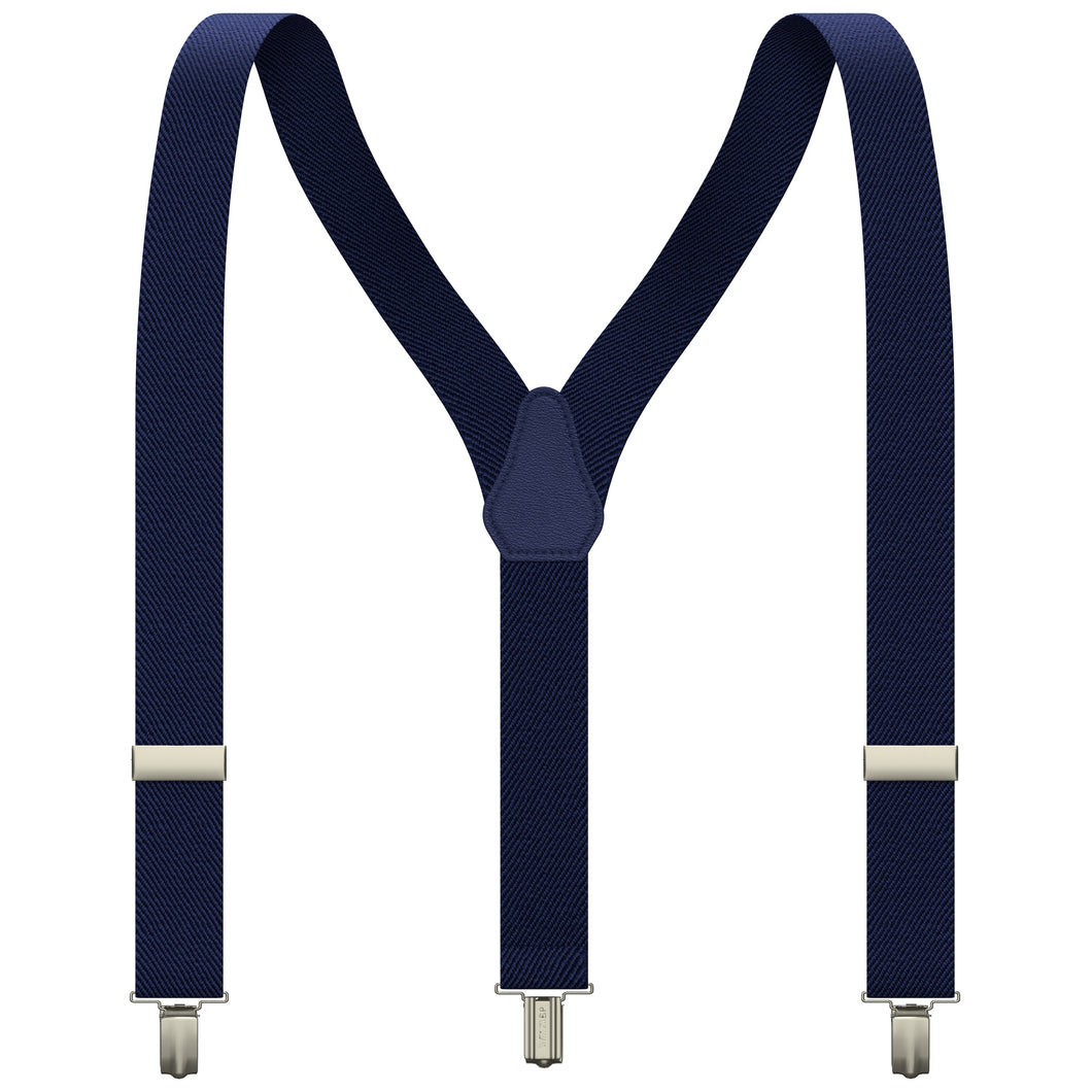 Navy Blue Slim Suspenders for Men & Women Y-back Shape 1 inch wide