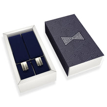 Navy Blue Slim Suspenders for Men & Women Y-back Shape 1 inch wide