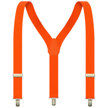 Neon Orange Slim Suspenders for Men & Women Y-back Shape 1 inch wide