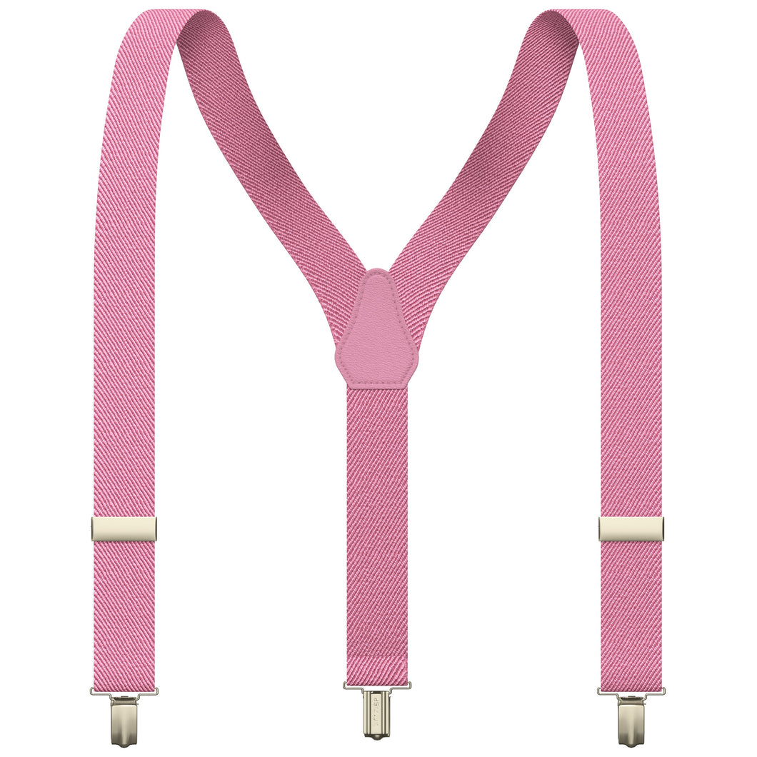 Pink Slim Suspenders for Men & Women Y-back Shape 1 inch wide