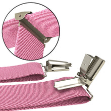 Pink Slim Suspenders for Men & Women Y-back Shape 1 inch wide