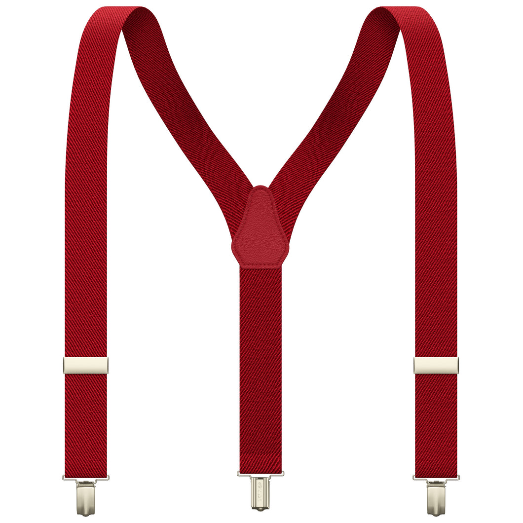 True Red Slim Suspenders for Men & Women Y-back Shape 1 inch wide