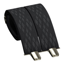 Black Premium Suspenders Y-Shaped 13/8" Wide Rhombus Elastic Braces - Bow Tie House