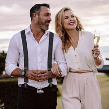 Black Premium Suspenders Y-Shaped 13/8" Wide Rhombus Elastic Braces - Bow Tie House