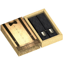 Black Premium Suspenders Y-Shaped 13/8" Wide Rhombus Elastic Braces - Bow Tie House