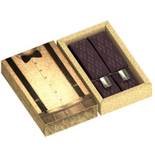 Pecan Brown Premium Suspenders Y-Shaped 13/8" Wide Rhombus Elastic Braces - Bow Tie House