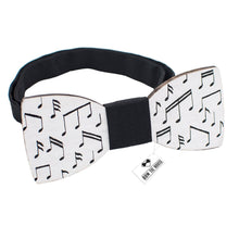 Wooden White Musical Notes Bow Tie - Bow Tie House