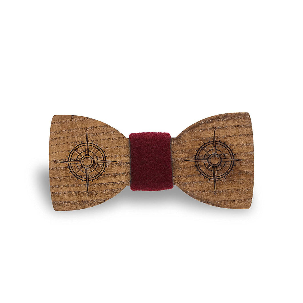 Wooden Compass Red Bow Tie - Bow Tie House