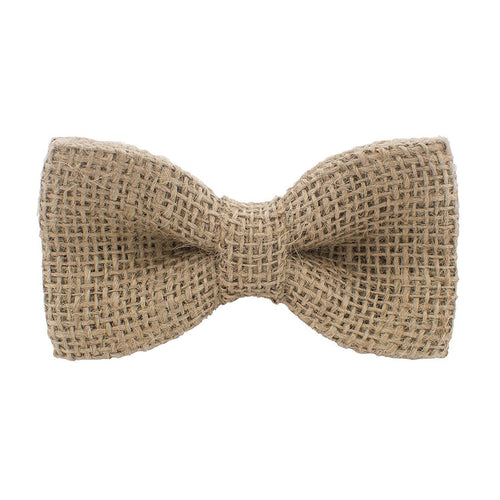 Burlap Hessian Rustic Beige Bow Tie - Bow Tie House