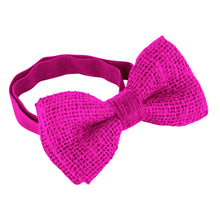 Burlap Rustic Hot Pink Bow Tie