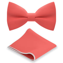 Coral Bow Tie with Handkerchief Set - Bow Tie House