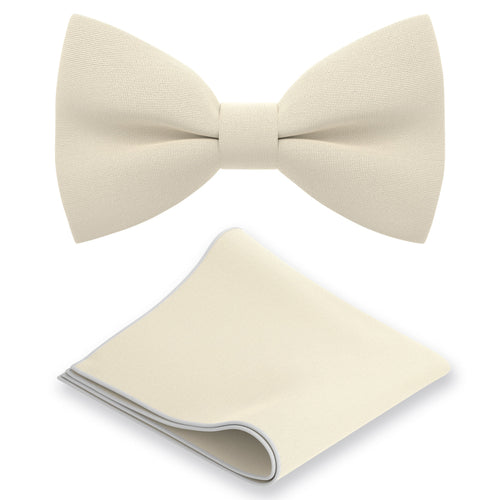 Ivory Bow Tie with Handkerchief Set - Bow Tie House