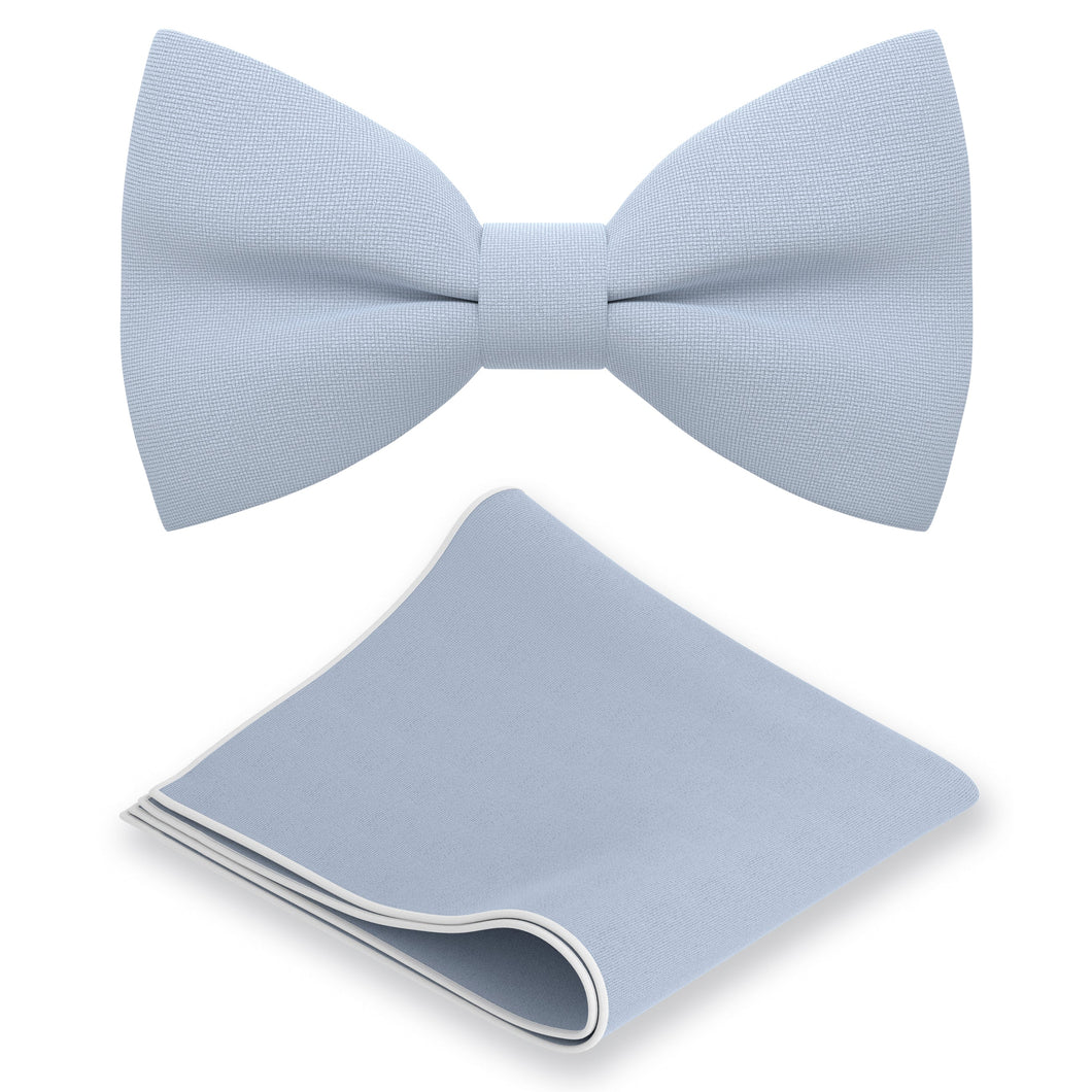 Pastel Blue Bow Tie with Handkerchief Set - Bow Tie House