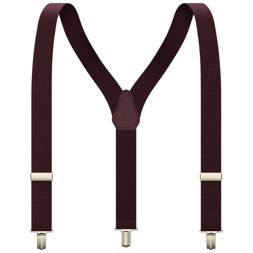 Burgundy Slim Suspenders for Men & Women Y-back Shape 1 inch wide