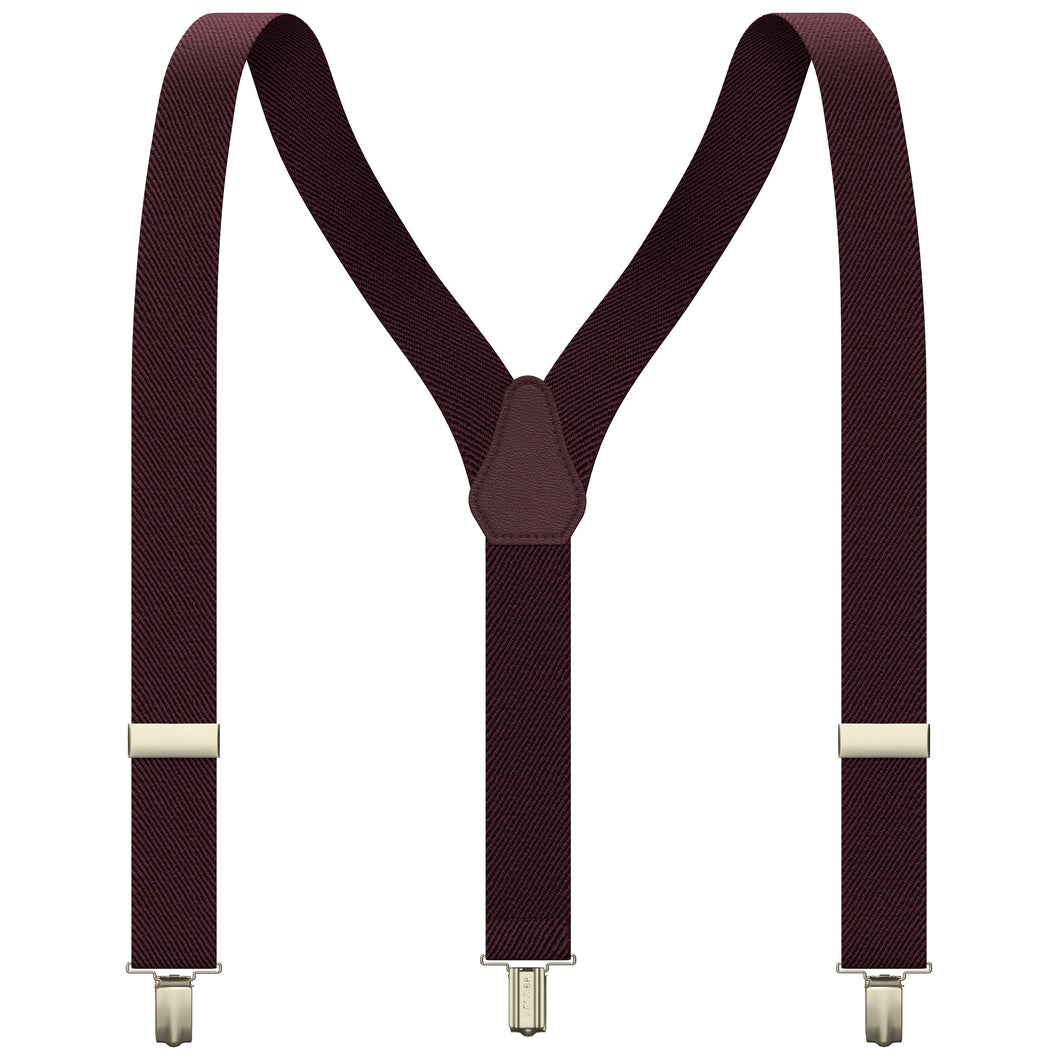 Burgundy Slim Suspenders for Men & Women Y-back Shape 1 inch wide