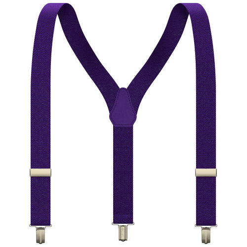 Dark Purple Slim Suspenders for Men & Women Y-back Shape 1 inch wide