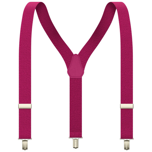 Hot Pink Slim Suspenders for Men & Women Y-back Shape 1 inch wide