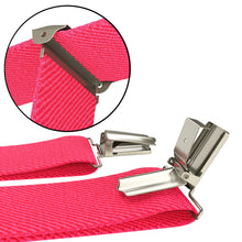 Hot Pink Neon Slim Suspenders for Men & Women Y-back Shape 1 inch wide