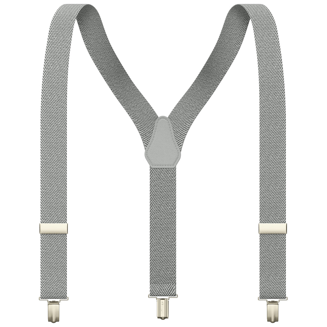 Light Grey Slim Suspenders for Men & Women Y-back Shape 1 inch wide