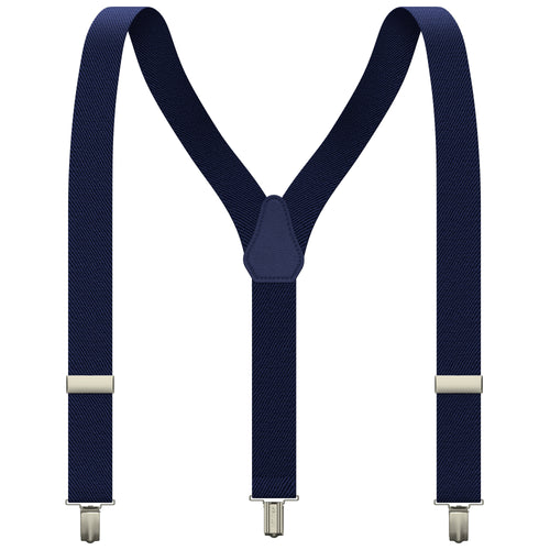 Navy Blue Slim Suspenders for Men & Women Y-back Shape 1 inch wide