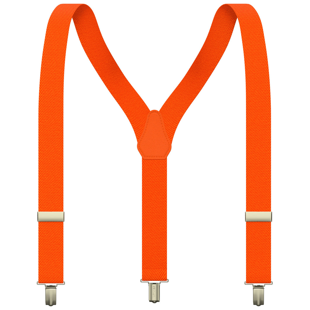 Neon Orange Slim Suspenders for Men & Women Y-back Shape 1 inch wide