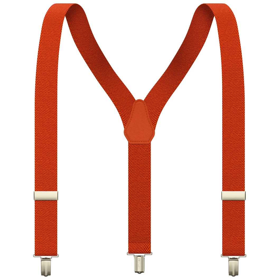 Orange Slim Suspenders for Men & Women Y-back Shape 1 inch wide