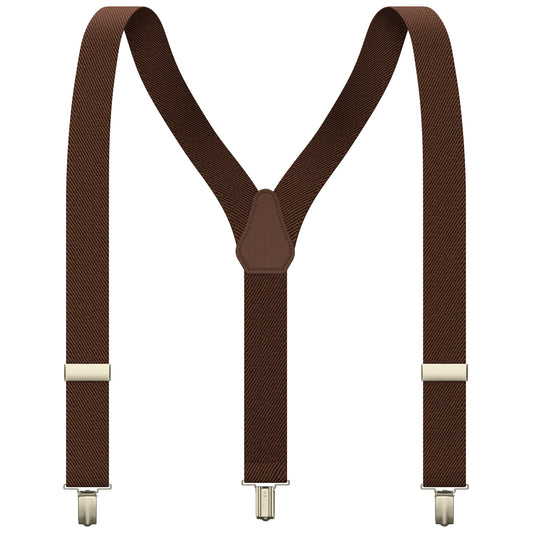 Spice Brown Slim Suspenders for Men & Women Y-back Shape 1 inch wide