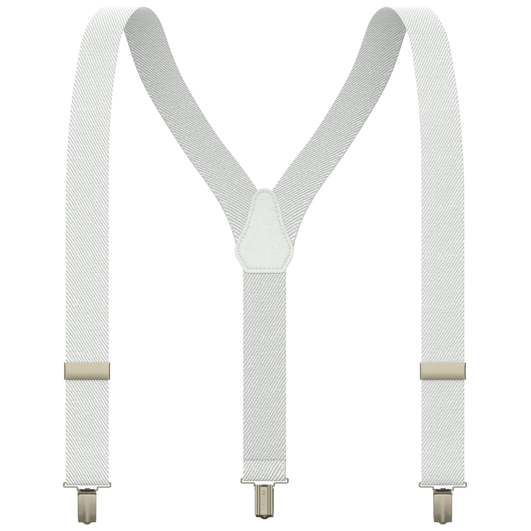 White Slim Suspenders for Men & Women Y-back Shape 1 inch wide