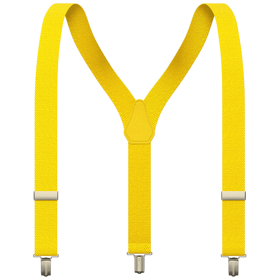 Yellow Slim Suspenders for Men & Women Y-back Shape 1 inch wide