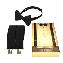 Black/Black Kids Suspenders Set with a bow tie for babies, toddlers boys girls - Bow Tie House