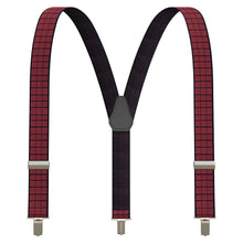 Burgundy Suspenders Y-Shaped 13/8" Wide Plaid-Checkered Braces - Bow Tie House