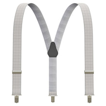 Cloud Grey Suspenders Y-Shaped 13/8" Wide Plaid-Checkered Braces - Bow Tie House