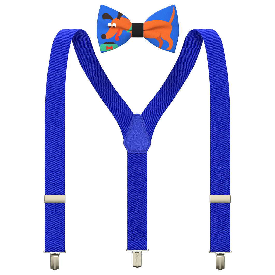 Dachshund/Electric Kids Suspenders Set with a bow tie for babies, toddlers boys girls - Bow Tie House