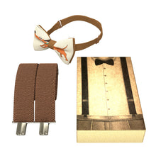 Dachshund/Brown Kids Suspenders Set with a bow tie for babies, toddlers boys girls - Bow Tie House