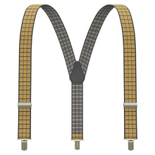 Deep Beige Suspenders Y-Shaped 13/8" Wide Plaid-Checkered Braces - Bow Tie House