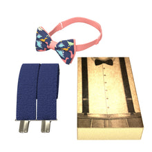 Dino/Denim Kids Suspenders Set with a bow tie for babies, toddlers boys girls - Bow Tie House