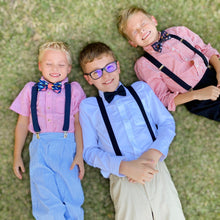 Dino/Denim Kids Suspenders Set with a bow tie for babies, toddlers boys girls - Bow Tie House