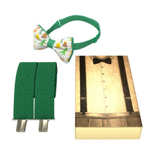 Dino/Green Kids Suspenders Set with a bow tie for babies, toddlers boys girls - Bow Tie House